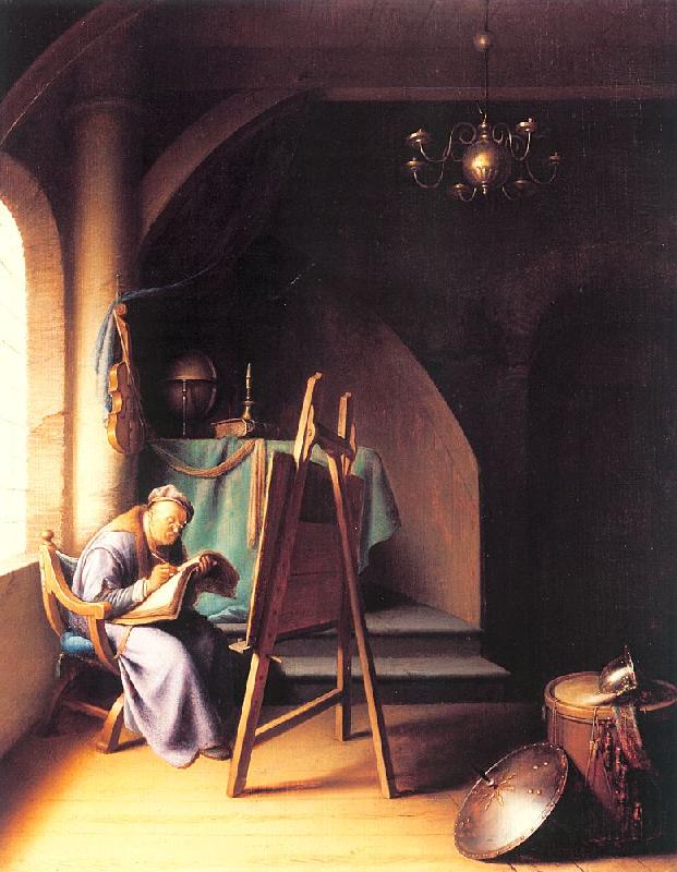 DOU, Gerrit Man Writing by an Easel oil painting image